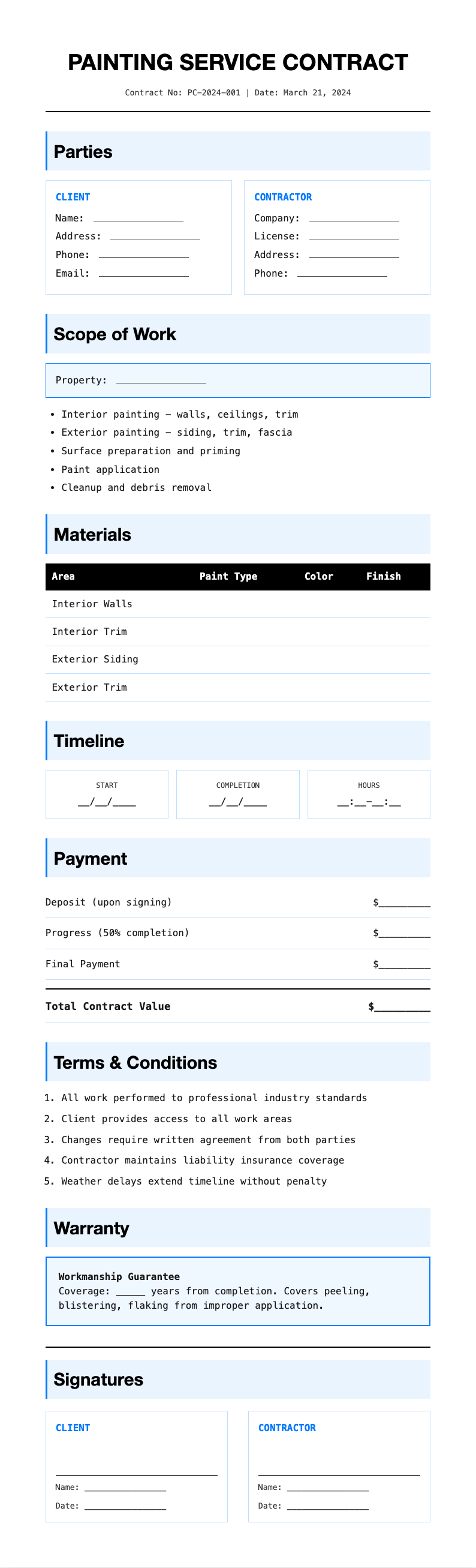 Tech Minimalist painting contract